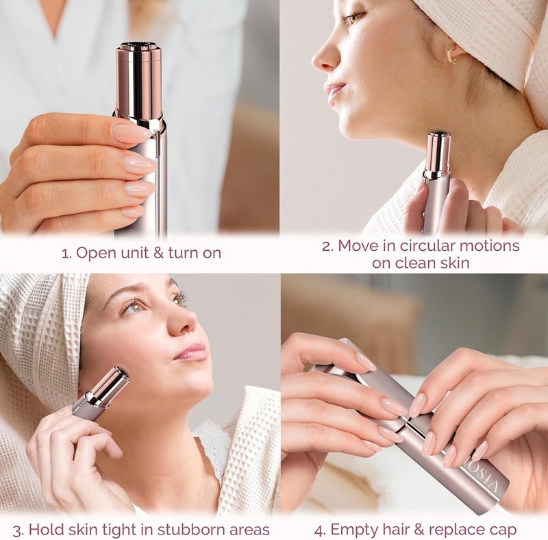 VISOFO Facial Hair Removal for Women | Electric Razor Device Small Mustache Dermaplaning Remover Tools Tweezers Epilator Trimmer Face Dermaplane Shavers Beauty Gadgets Set Accessories by (Andalusite) - Image 4